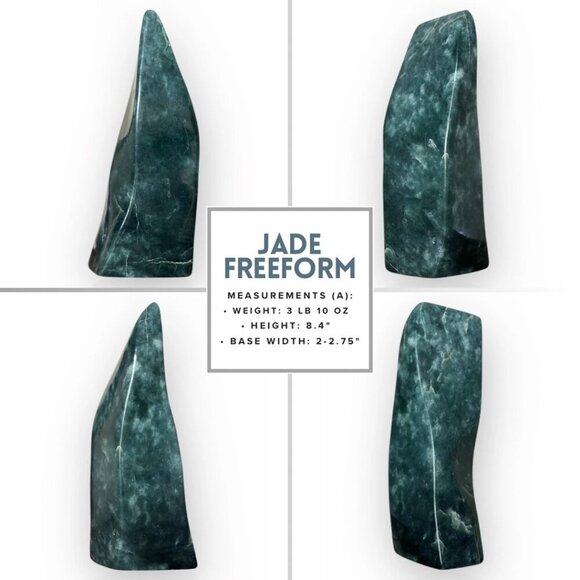 Freeform Jade Sculpture Green Charka Home Decor Accent Piece Over 8 Inches Tall - Picture 3 of 16